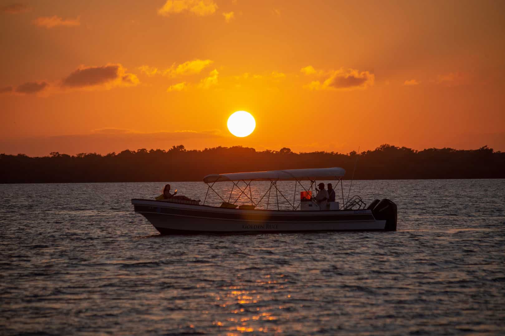 Sunset on the lagoon during the Sunset Cruise Tour at Umaya Resort & Adventures