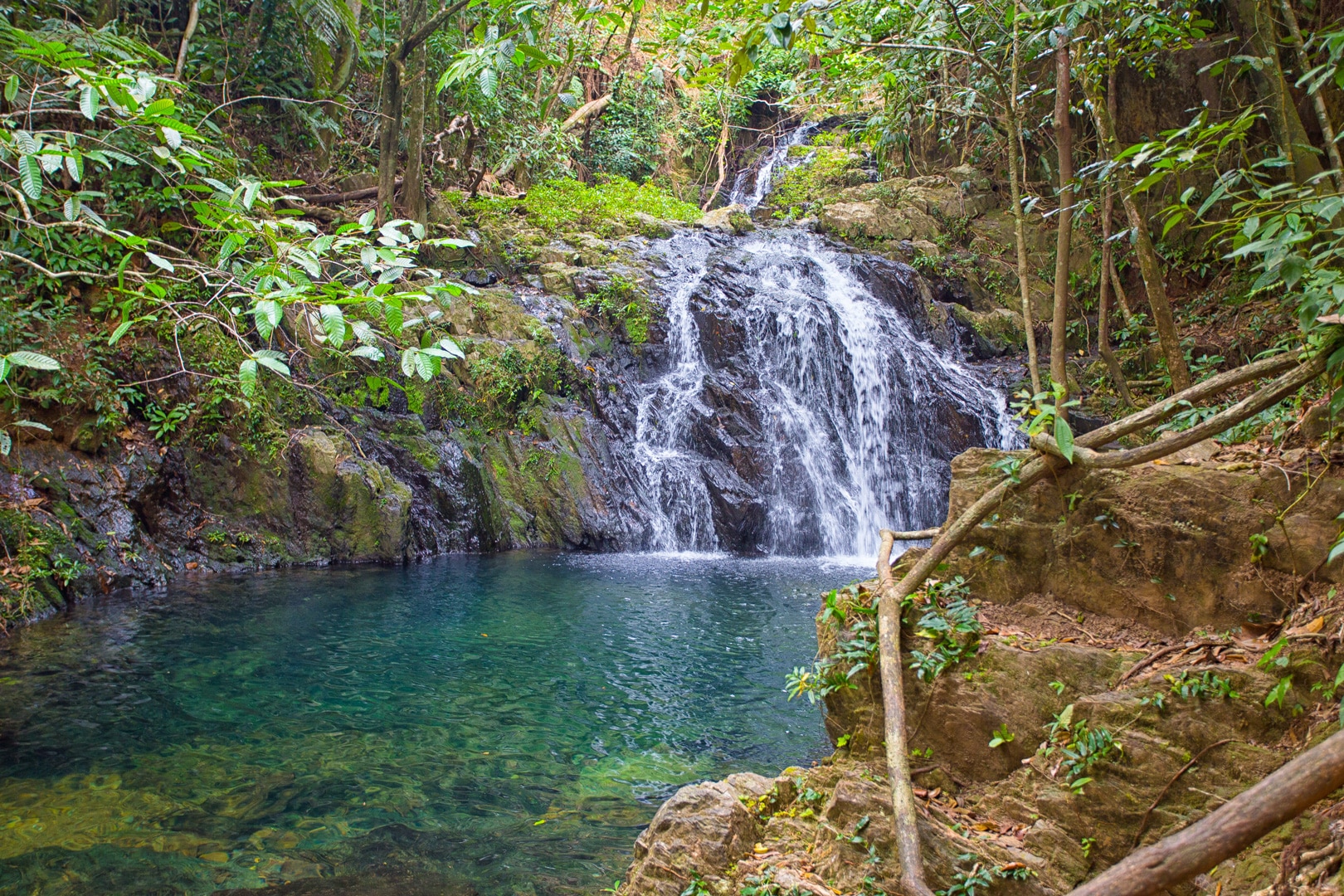 Antelope falls at the end of the Mayflower Waterfall Hiking at The Lodge at Jaguar Reef