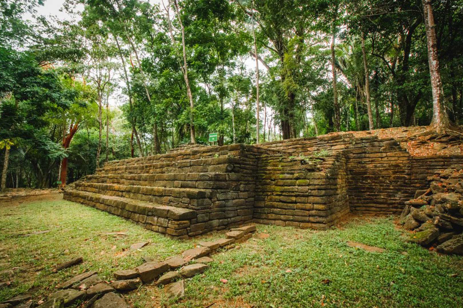 One of the Maya temples inside the plaza at Nim Li Punit & Lubaantun at Umaya Resort & Adventures